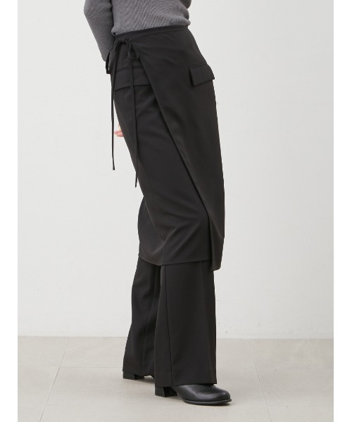 Mila Owen(ミラオーウェン)の「巻きスカートレイヤウエストゴムシガレットパンツ(その他パンツ・レディース・モカ/ブラック/グレー・0/1)」の22枚目の写真