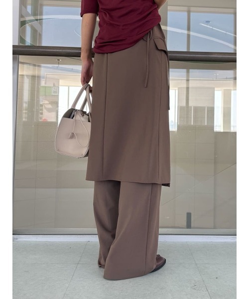 Mila Owen(ミラオーウェン)の「巻きスカートレイヤウエストゴムシガレットパンツ(その他パンツ・レディース・モカ/ブラック/グレー・0/1)」の20枚目の写真