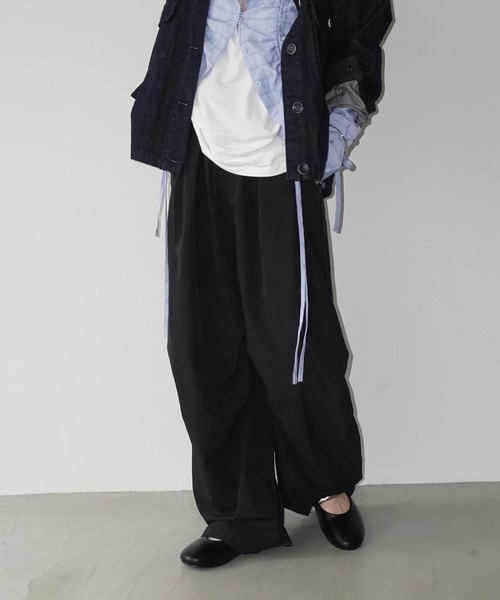 タックデザイン ワイドパンツ chw25a049-ファッション通販サイト