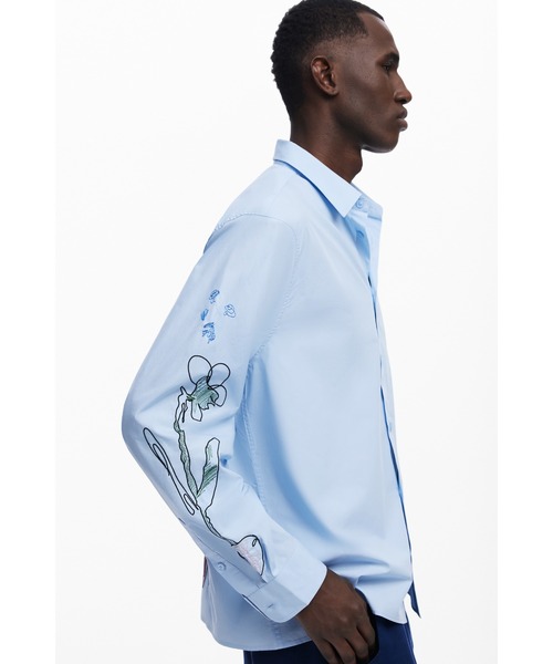 Desigual(デシグアル)の「フローラル刺繍 ステッチ 長袖シャツ(シャツ/ブラウス・メンズ・ブルー・S/L/M)」の7枚目の写真