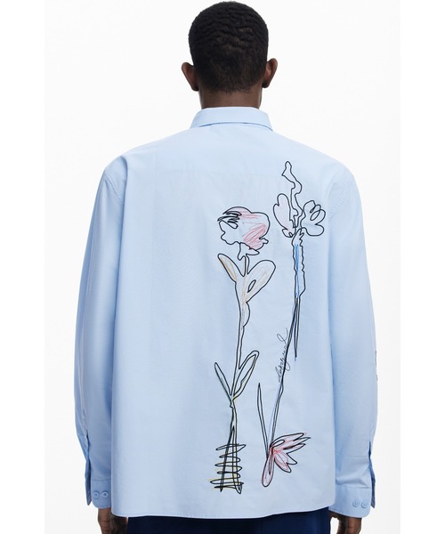 Desigual(デシグアル)の「フローラル刺繍 ステッチ 長袖シャツ(シャツ/ブラウス・メンズ・ブルー・S/L/M)」の8枚目の写真