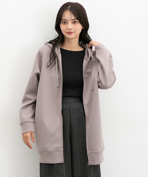 Honeys（ハニーズ）の「きれいめロングジップ（パーカー・レディース・モカ/ブルーグリーン/ブラック/グレイッシュベージュ・M/LL/L）」の13枚目の写真