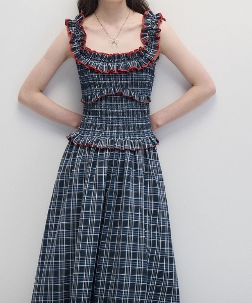 gossip!ロサンゼルス(ゴシップロサンゼルス)の「フリルアクセント チェックワンピース(ワンピース・レディース・チェック・M)」の3枚目の写真