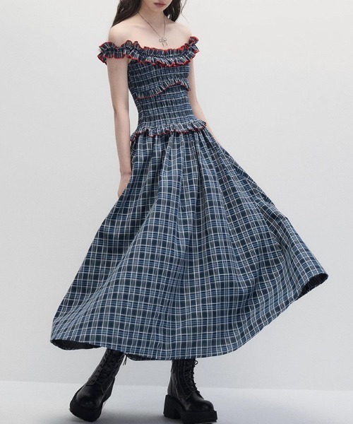 gossip!ロサンゼルス(ゴシップロサンゼルス)の「フリルアクセント チェックワンピース(ワンピース・レディース・チェック・M)」の4枚目の写真