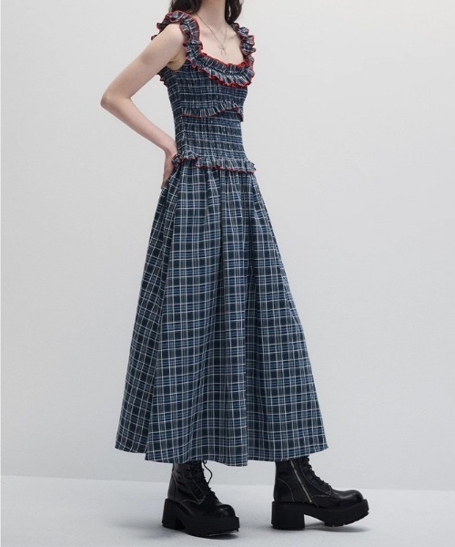 gossip!ロサンゼルス(ゴシップロサンゼルス)の「フリルアクセント チェックワンピース(ワンピース・レディース・チェック・M)」の5枚目の写真