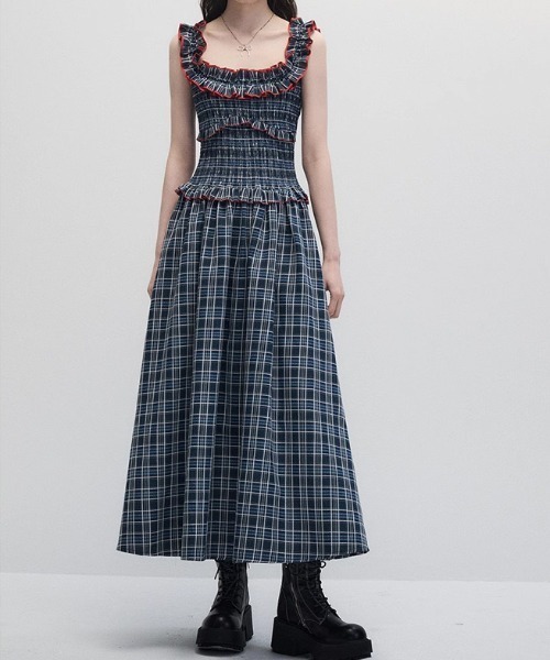 gossip!ロサンゼルス(ゴシップロサンゼルス)の「フリルアクセント チェックワンピース(ワンピース・レディース・チェック・M)」の6枚目の写真
