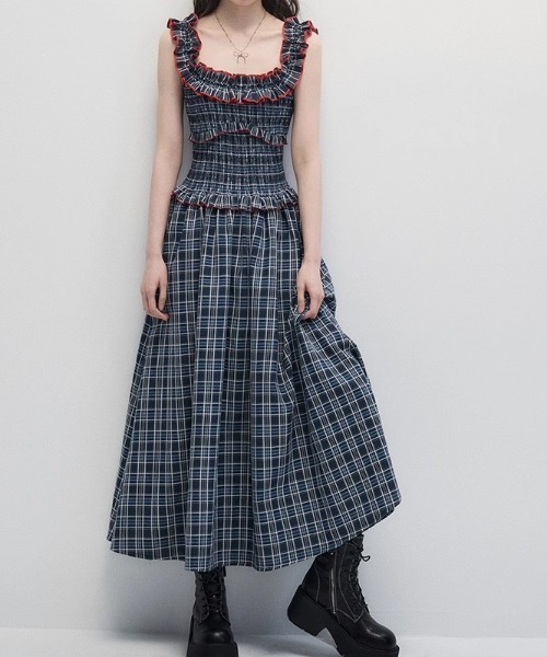 gossip!ロサンゼルス(ゴシップロサンゼルス)の「フリルアクセント チェックワンピース(ワンピース・レディース・チェック・M)」の8枚目の写真