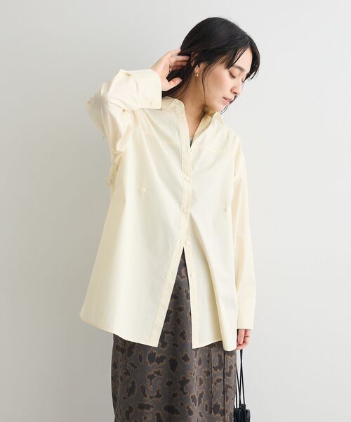CRAFT STANDARD BOUTIQUE(クラフトスタンダードブティック)の「サイドベルトシャツ(シャツ/ブラウス・レディース・サックスブルー/ブルーグリーン/イエロー・FREE)」の7枚目の写真