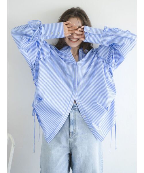 Ungrid(アングリッド)の「ギャザーデザインルーズシャツ(シャツ/ブラウス・レディース・オフホワイト/その他1/ピンク・FREE)」の6枚目の写真