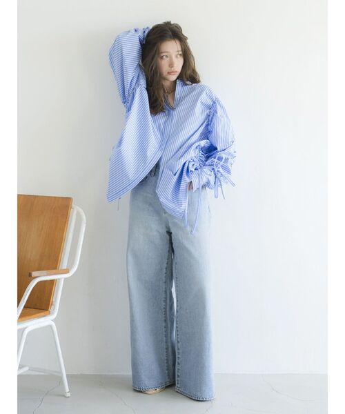 Ungrid(アングリッド)の「ギャザーデザインルーズシャツ(シャツ/ブラウス・レディース・オフホワイト/その他1/ピンク・FREE)」の10枚目の写真