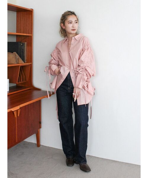 Ungrid(アングリッド)の「ギャザーデザインルーズシャツ(シャツ/ブラウス・レディース・オフホワイト/その他1/ピンク・FREE)」の21枚目の写真