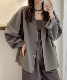 cammie（キャミー）の「Ｖネックボリュームスリーブジャケット（ノーカラージャケット）」