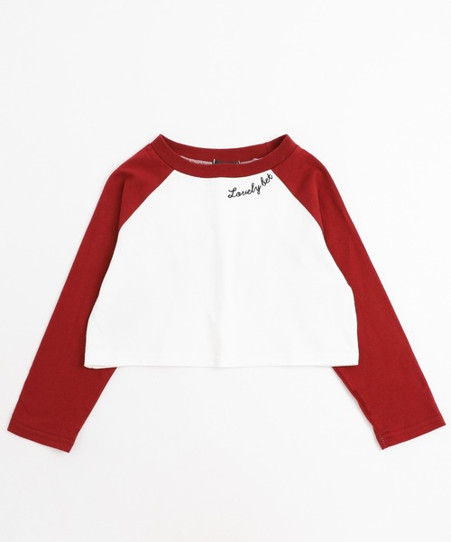 URBAN CHERRY(アーバンチェリー)の「【綿100%】発泡ロゴプリントクロップド丈ラグランロンT(Tシャツ/カットソー・キッズ・レッド/ブラウン/チャコール/ブラック・110cm/120cm/130cm/140cm/150cm)」の5枚目の写真