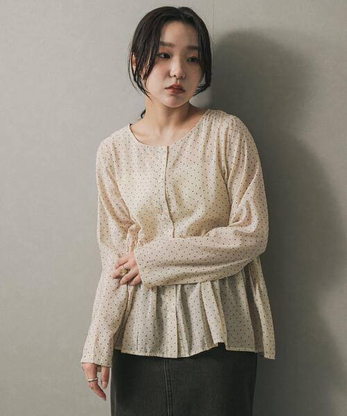 SENSE OF PLACE by URBAN RESEARCH(センスオブプレイスバイアーバンリサーチ)の「フロッキードットウエストギャザーブラウス(シャツ/ブラウス・レディース・ブルー系その他/ベージュ系その他/ブラック系その他・ONE)」の14枚目の写真