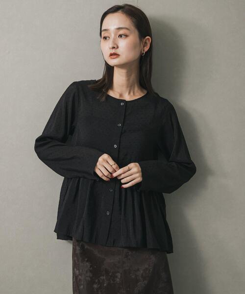 セール】フロッキードットウエストギャザーブラウス（シャツ/ブラウス