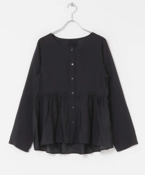 セール】フロッキードットウエストギャザーブラウス（シャツ/ブラウス