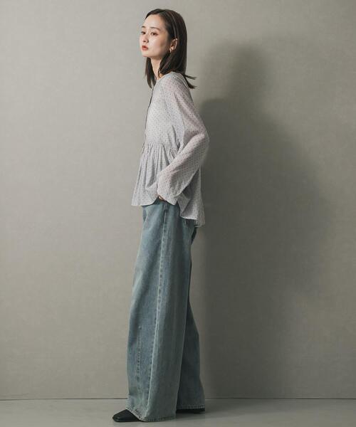 SENSE OF PLACE by URBAN RESEARCH(センスオブプレイスバイアーバンリサーチ)の「フロッキードットウエストギャザーブラウス(シャツ/ブラウス・レディース・ブルー系その他/ベージュ系その他/ブラック系その他・ONE)」の5枚目の写真