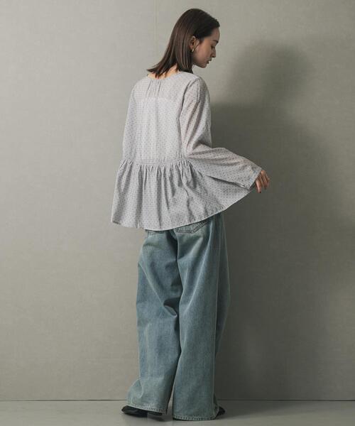 SENSE OF PLACE by URBAN RESEARCH(センスオブプレイスバイアーバンリサーチ)の「フロッキードットウエストギャザーブラウス(シャツ/ブラウス・レディース・ブルー系その他/ベージュ系その他/ブラック系その他・ONE)」の6枚目の写真