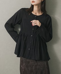 SENSE OF PLACE ノーカラー プリーツ ブラウス SIZE F SENSE OF PLACE by URBAN RESEARCH シャツ ノーカラールーズ