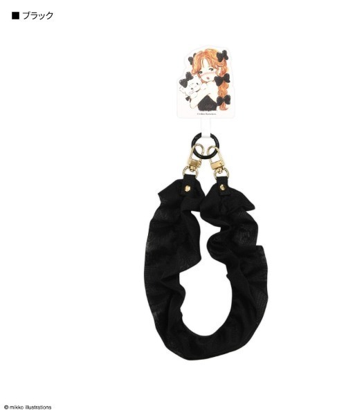 A BAG OF CHIPS（アバッグオブチップス）の「mikko illustrations マルチリングプラス ハンドストラップ（スマホグッズ・レディース・ブラック/ピンク・ONE SIZE）」の2枚目の写真