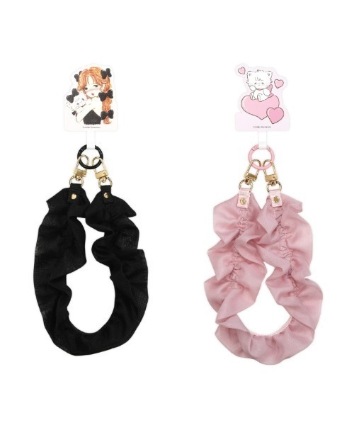 A BAG OF CHIPS（アバッグオブチップス）の「mikko illustrations マルチリングプラス ハンドストラップ（スマホグッズ・レディース・ブラック/ピンク・ONE SIZE）」の3枚目の写真