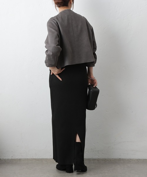 COLONY 2139（コロニートゥーワンスリーナイン）の「スエードポンチノーカラージャケット（ノーカラージャケット・レディース・ブラウン/キャメル/チャコールグレー・FREE）」の10枚目の写真