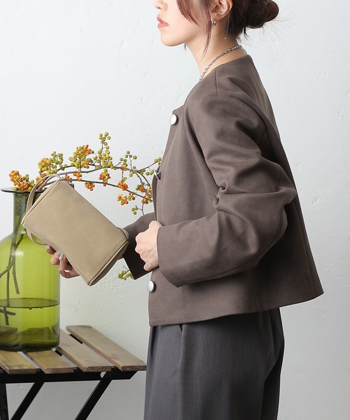 COLONY 2139（コロニートゥーワンスリーナイン）の「スエードポンチノーカラージャケット（ノーカラージャケット・レディース・ブラウン/キャメル/チャコールグレー・FREE）」の13枚目の写真