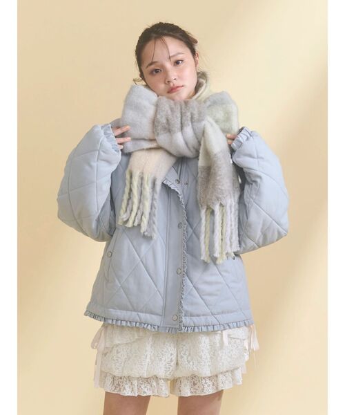 merry jenny（メリージェニー）の「フリルキルティングフードジャケット（ダウンジャケット/コート・レディース・ピンク/アイボリー/ブラック/ブルー・FREE）」の12枚目の写真