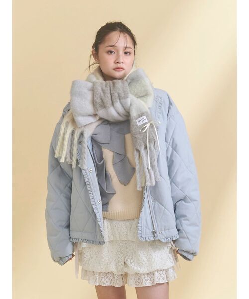 merry jenny（メリージェニー）の「フリルキルティングフードジャケット（ダウンジャケット/コート・レディース・ピンク/アイボリー/ブラック/ブルー・FREE）」の14枚目の写真