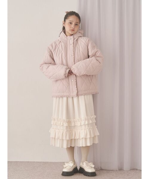 merry jenny(メリージェニー)の「フリルキルティングフードジャケット(ダウンジャケット/コート・レディース・ピンク/アイボリー/ブラック/ブルー・FREE)」の16枚目の写真