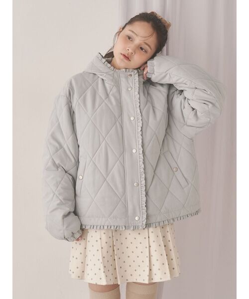 セール】フリルキルティングフードジャケット（ダウンジャケット
