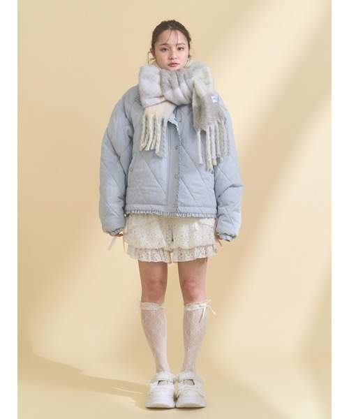 merry jenny（メリージェニー）の「フリルキルティングフードジャケット（ダウンジャケット/コート・レディース・ピンク/アイボリー/ブラック/ブルー・FREE）」の6枚目の写真