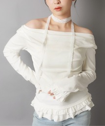 SPINNS(スピンズ)の「【セットアイテム】タイ付き長袖ドレープカットソー/細マフラー付き(Tシャツ/カットソー・レディース)」