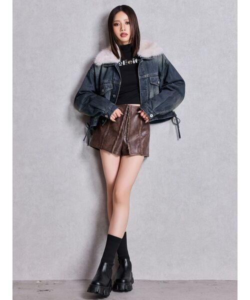 GYDA（ジェイダ）の「ニットドッキングショートブーツ（ブーツ・レディース・ブラック・SMALL/LARGE/MEDIUM）」の6枚目の写真