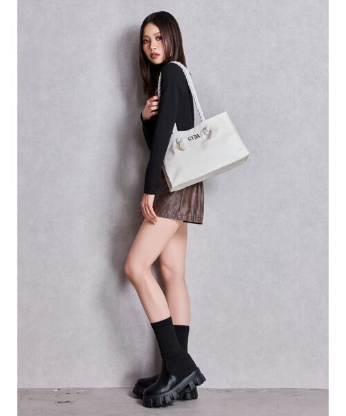 GYDA（ジェイダ）の「ニットドッキングショートブーツ（ブーツ・レディース・ブラック・SMALL/LARGE/MEDIUM）」の9枚目の写真