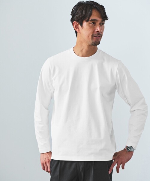 長袖カットソー ホワイト WEB限定】JUST fit クリーン カノコ ジャケイン 長袖 Tシャツ -抗菌