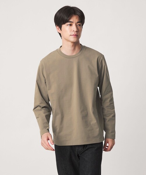 green label relaxing（グリーンレーベルリラクシング）の「【WEB限定】JUST fit クリーン カノコ ジャケイン 長袖 Tシャツ -抗菌-（Tシャツ/カットソー・メンズ・ブラック/ホワイト/ライトグレー/モカ・L/XL/M/S）」の4枚目の写真