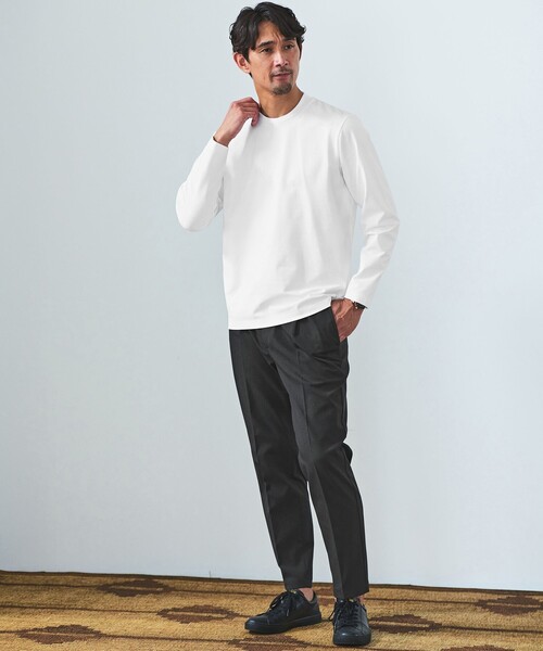 green label relaxing（グリーンレーベルリラクシング）の「【WEB限定】JUST fit クリーン カノコ ジャケイン 長袖 Tシャツ -抗菌-（Tシャツ/カットソー・メンズ・ブラック/ホワイト/ライトグレー・L/XL/M/S）」の12枚目の写真