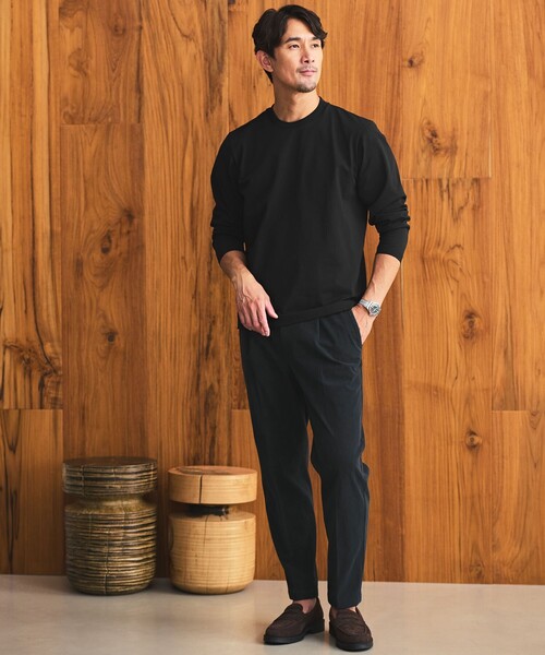 green label relaxing（グリーンレーベルリラクシング）の「【WEB限定】JUST fit クリーン カノコ ジャケイン 長袖 Tシャツ -抗菌-（Tシャツ/カットソー・メンズ・ブラック/ホワイト/ライトグレー・L/XL/M/S）」の5枚目の写真