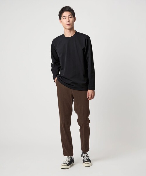 green label relaxing（グリーンレーベルリラクシング）の「【WEB限定】JUST fit クリーン カノコ ジャケイン 長袖 Tシャツ -抗菌-（Tシャツ/カットソー・メンズ・ブラック/ホワイト/ライトグレー・L/XL/M/S）」の6枚目の写真