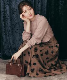 couture brooch | 【美シルエット・通勤】フロッキーフラワープリントスカート(スカート)