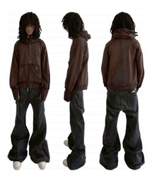 haveyoudiedbefore（ハブユーダイドビフォー）の「【haveyoudiedbefore?】Deadfall Waxed Denim Pants / 【ハブユーダイドビフォー】ブラックコーティングフレアパンツ（デニムパンツ）」