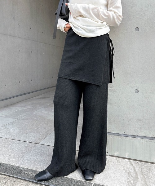 andme(アンドミー)の「レイヤードニットパンツ(その他パンツ・レディース・ブラウン/チャコールグレー/ブラック・M/L)」の11枚目の写真