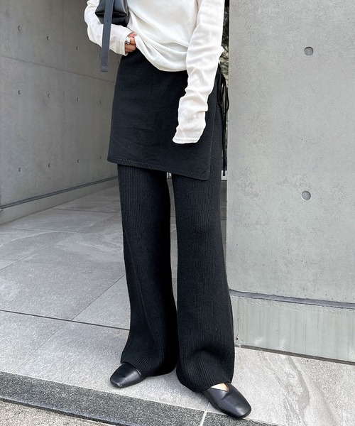 andme(アンドミー)の「レイヤードニットパンツ(その他パンツ・レディース・ブラウン/チャコールグレー/ブラック・M/L)」の14枚目の写真