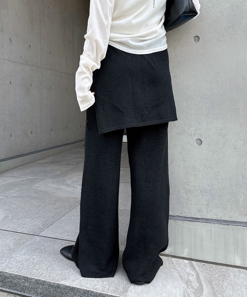andme(アンドミー)の「レイヤードニットパンツ(その他パンツ・レディース・ブラウン/チャコールグレー/ブラック・M/L)」の12枚目の写真