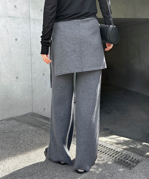 andme(アンドミー)の「レイヤードニットパンツ(その他パンツ・レディース・ブラウン/チャコールグレー/ブラック・M/L)」の6枚目の写真