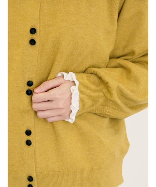 Samansa Mos2（サマンサ モスモス）の「【マシンウォッシャブル/アンチピリング】クルーネックカーディガン（カーディガン/ボレロ・レディース・レッド/キナリ/イエロー/チャコールグレー・F）」の6枚目の写真