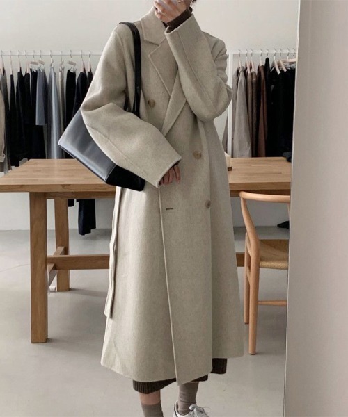 セール】ダブルボタン×ベルト付きのチェスターコート（チェスター