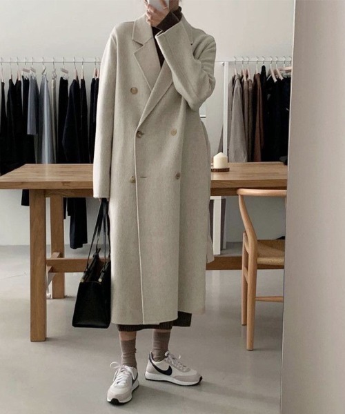 セール】ダブルボタン×ベルト付きのチェスターコート（チェスター