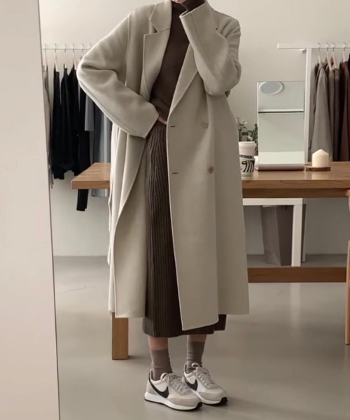 セール】ダブルボタン×ベルト付きのチェスターコート（チェスター